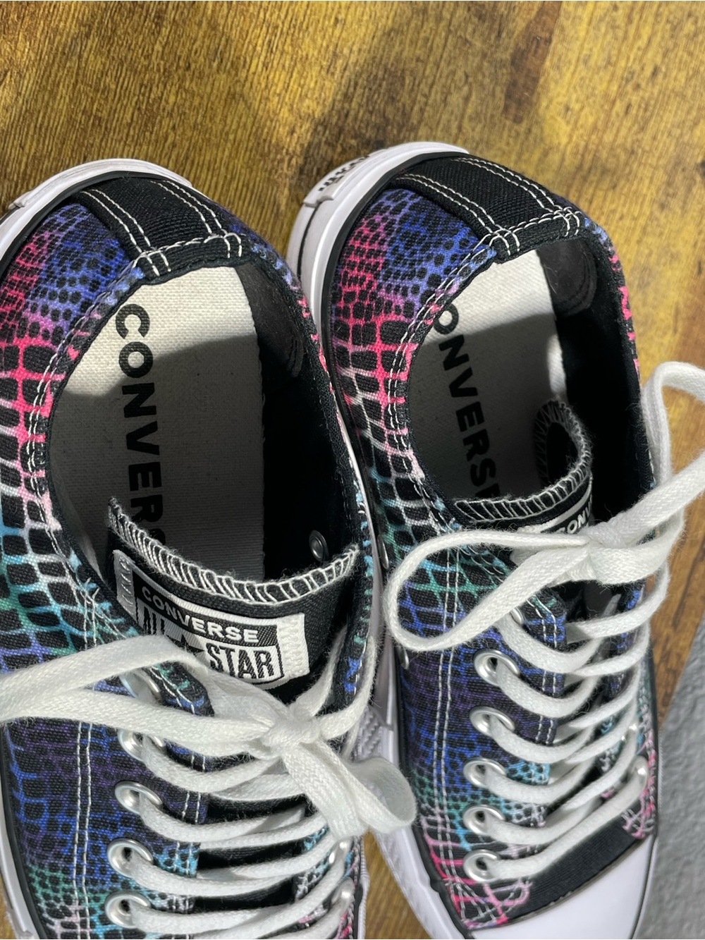 Converse Low-Top Platform Sneakers with Rainbow Croc-Pattern - Picture 8 of 11